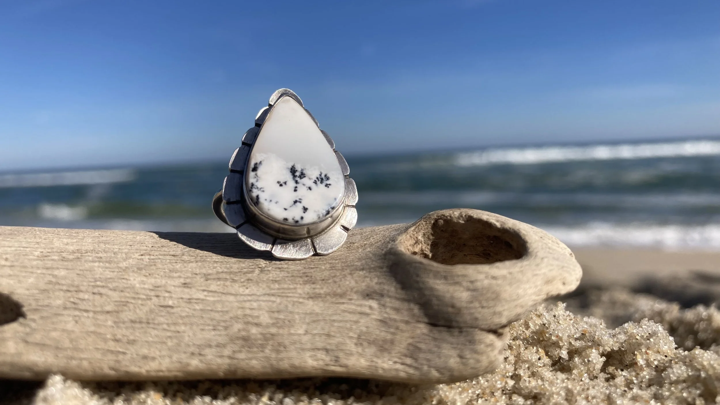 Moon Ring - Sterling Silver and Dichroic Glass — SwellColors